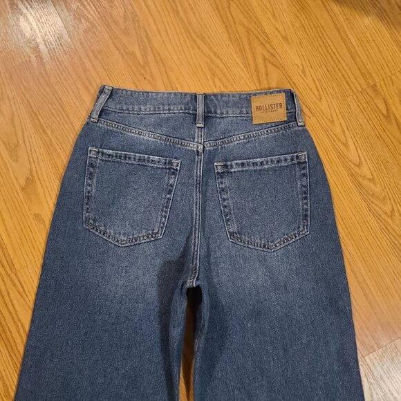 HOLLISTER ULTRA HIGH-RISE BAGGY JEANS WIDE LEG RIGID 100% COTTON DENIM sz 4R/27R - Picture 5 of 6
